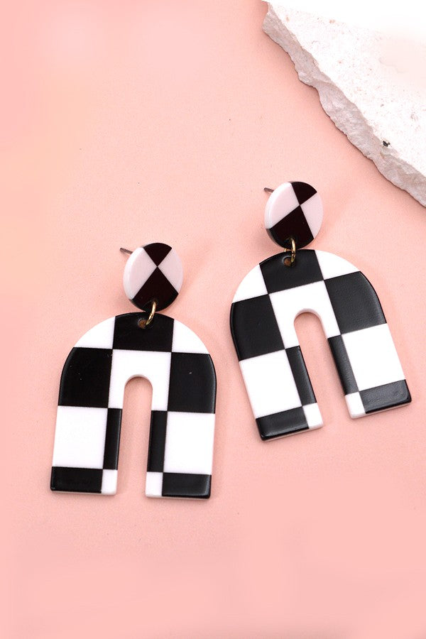Black Checkered Earring