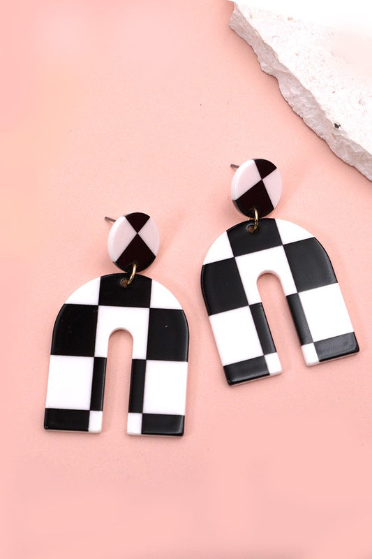 Black Checkered Earring